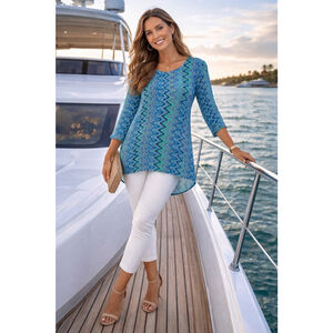 Women's The Limited Blouse Size S Blue Green Pattern Clearance